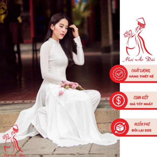 Áo dài nữ 4 tà trắng chiffon cao cấp,chụp kỷ yếu, hội khóa học sinh sinh viên- Mai Áo Dài